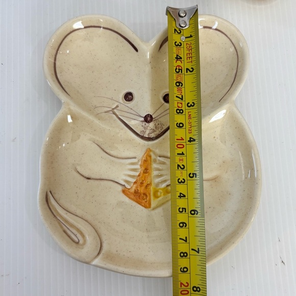 Vintage N.S. Gustin Mouse Parmesan Cheese Shaker & Cheese Plate - Picture 9 of 10